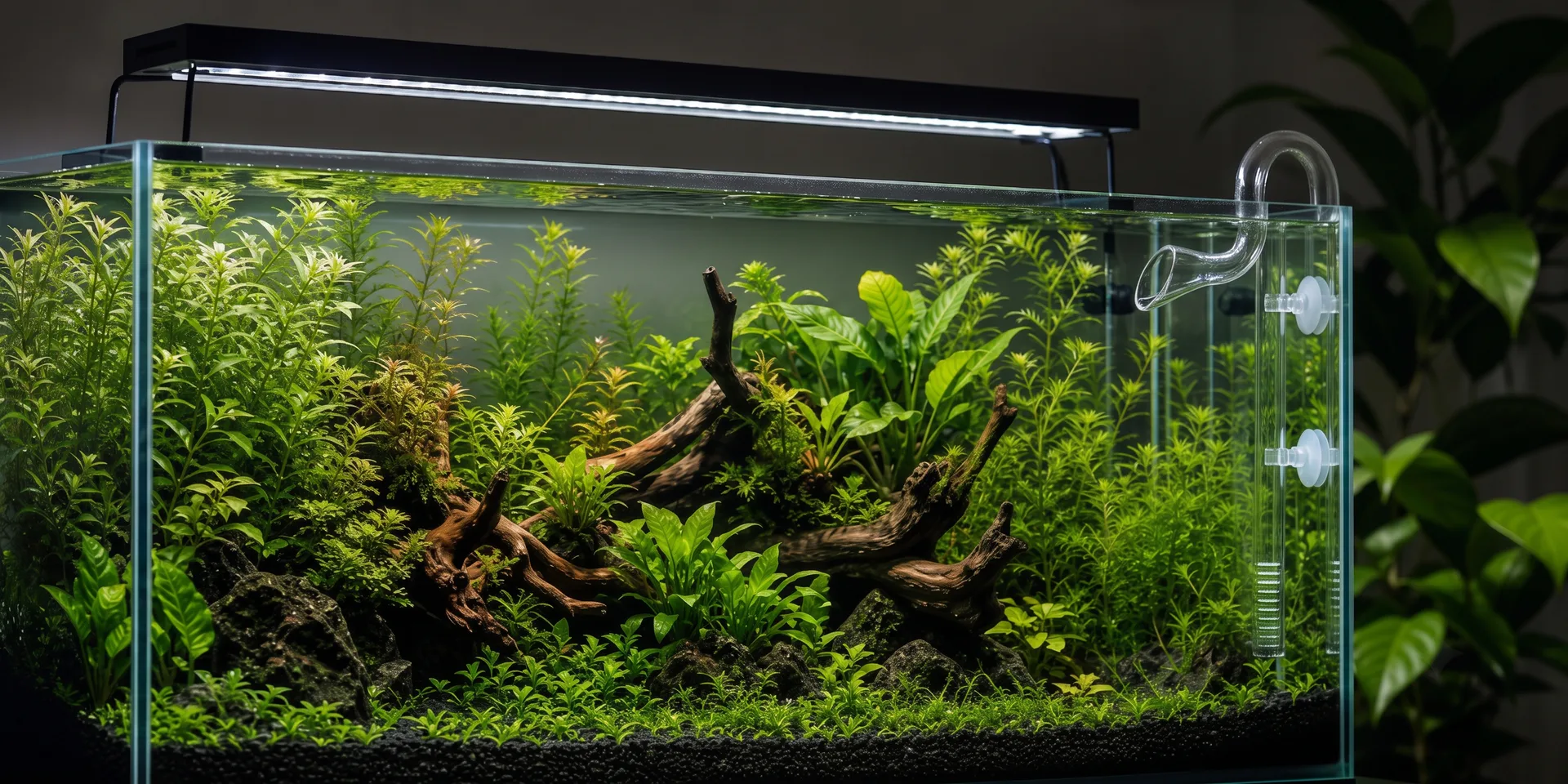 Planted aquarium with modern LED lighting